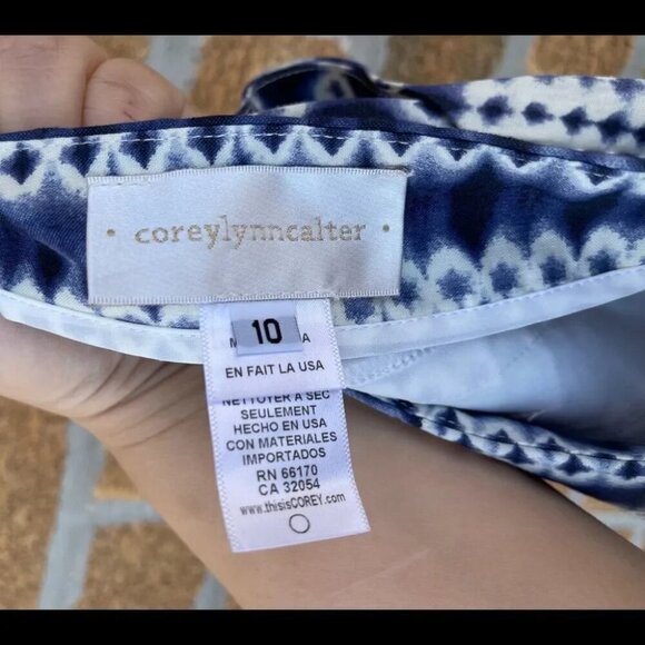 Anthropologie Corey Lynn Calter Blue Linen Wide Cropped Nalu Pants size 10 - Picture 10 of 11